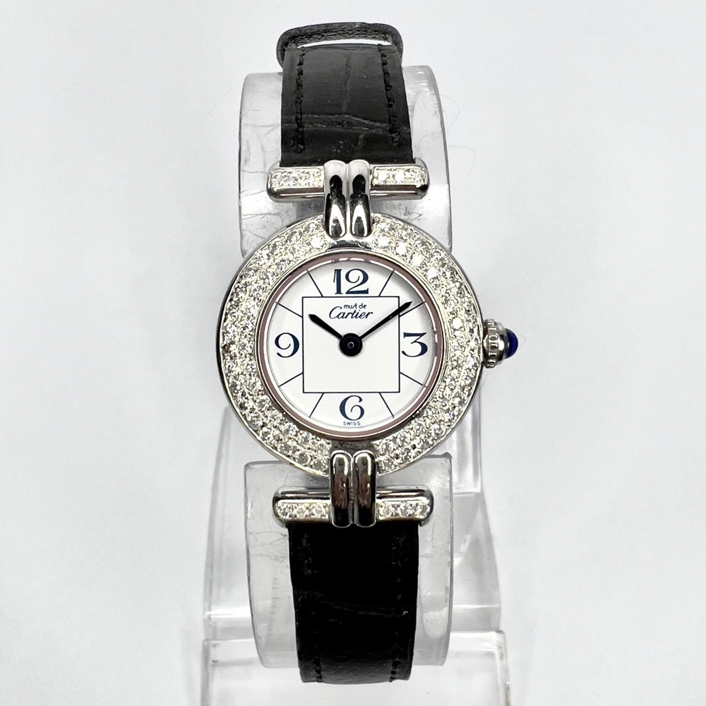 CARTIER VERMEIL COLISEE Quartz 24mm Silver 0.87TCW Diamond Watch White Dial